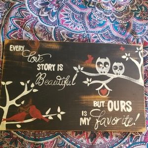 Wooden sign.